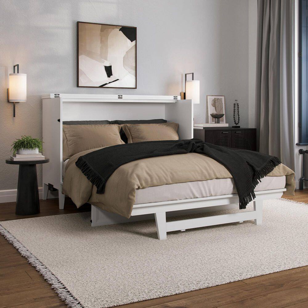 Santa Fe Walnut Brown Solid Wood Frame Queen Murphy Bed Chest with Mattress and Built-in Charger - thumbnail 7