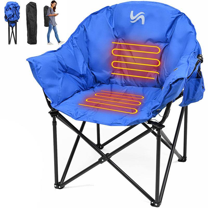 Blue Heated Moon Camping Chairs with Steel Frame, 2-Pack