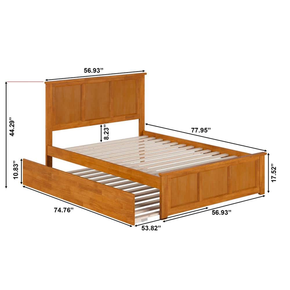 Madison Light Toffee Full Wood Platform Bed with Trundle