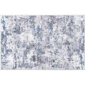 Adare Blue  Doormat 2 ft. x 3 ft. Painterly Polyester Area Rug
