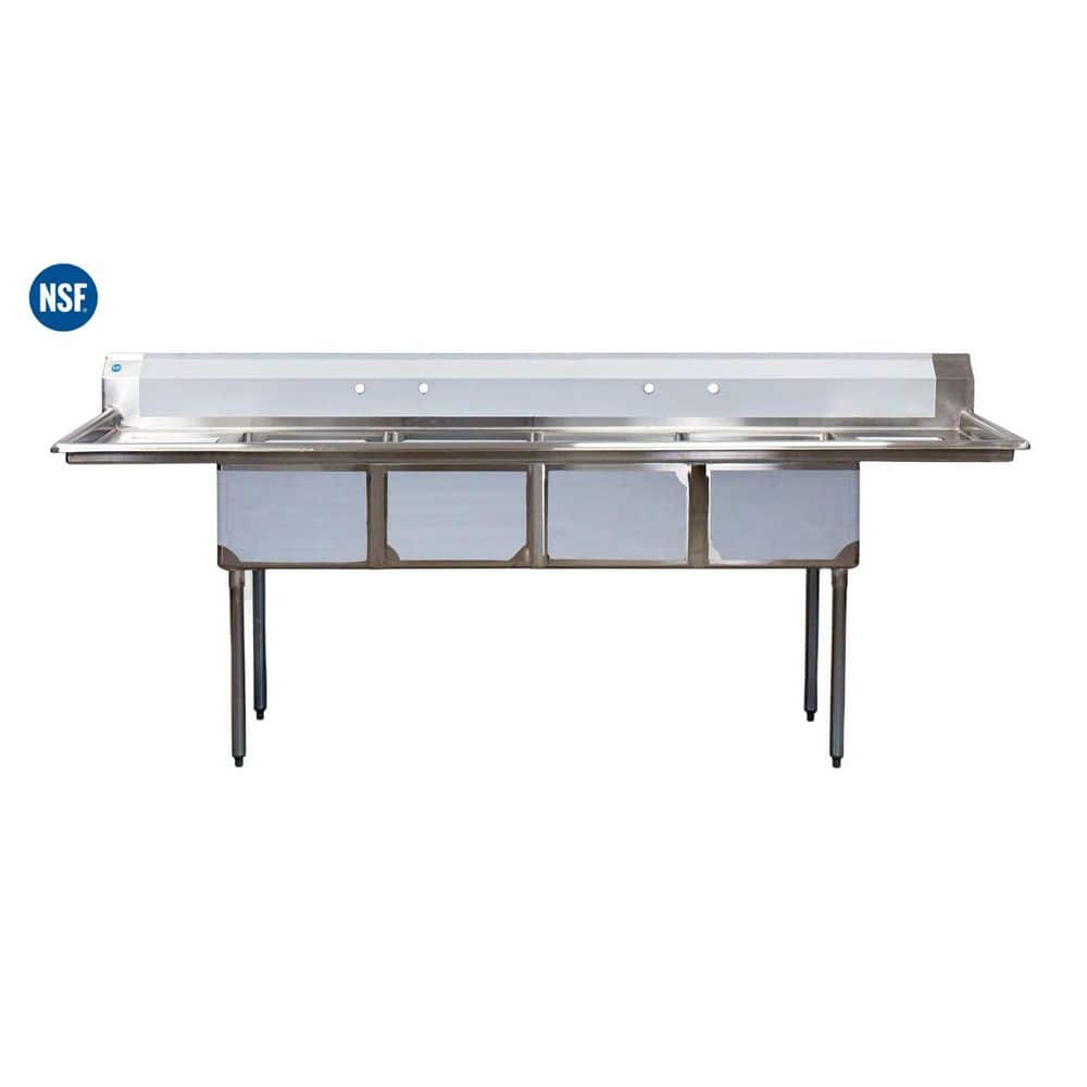 108 in. Stainless Steel 4-Compartments Commercial Sink with Drainboard price history on PriceWatchPro