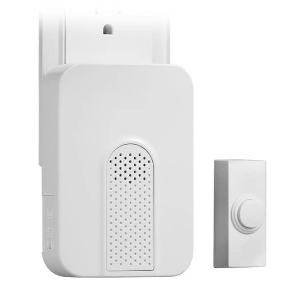 Wireless Plug-In Doorbell Kit with White Insert and 1 Push Button, White