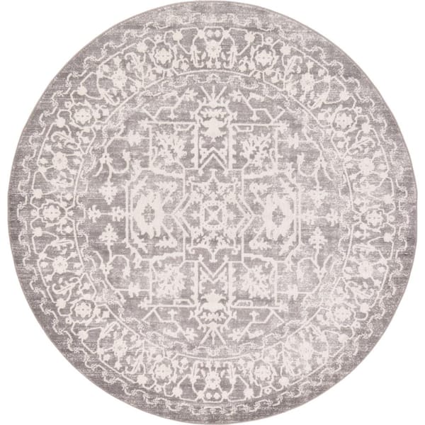 Unique Loom New Classical Olympia Gray 6' 0 x 6' 0 Round Rug