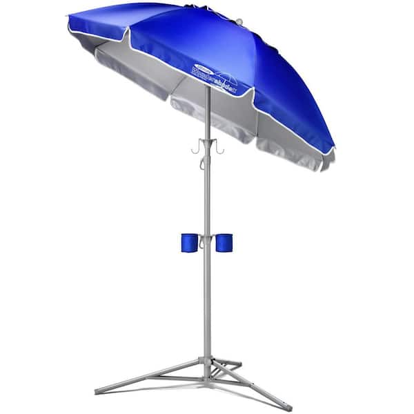 Unbranded 5 ft. Beach Umbrella Portable Sun Shade Umbrella for Instant Lightweight and Adjustable Sun Protection in Blue