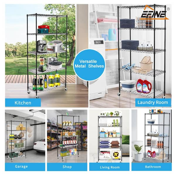 5 Tier Wire Shelving Unit Metal Storage Rack Shelves Bathroom