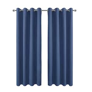 34 in. W x 72 in. L Blackout Curtains with Grommet Top Room Darkening Noise Reducing, Navy Blue（1 Panel）