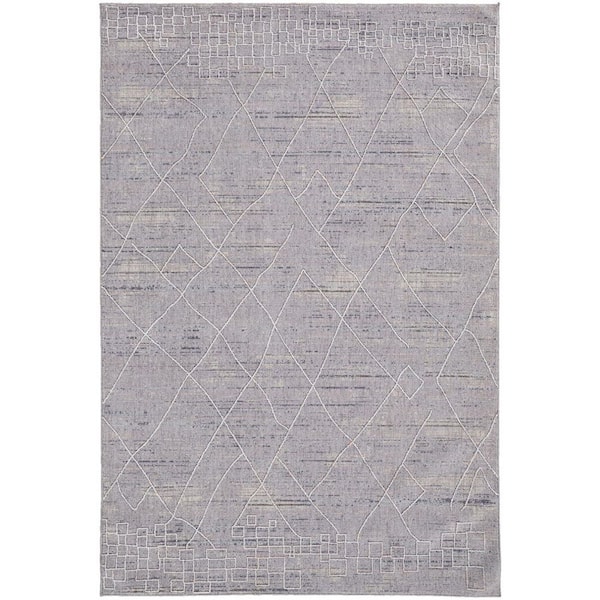 HomeRoots Gray 12 ft. x 15 ft. Striped Area Rug