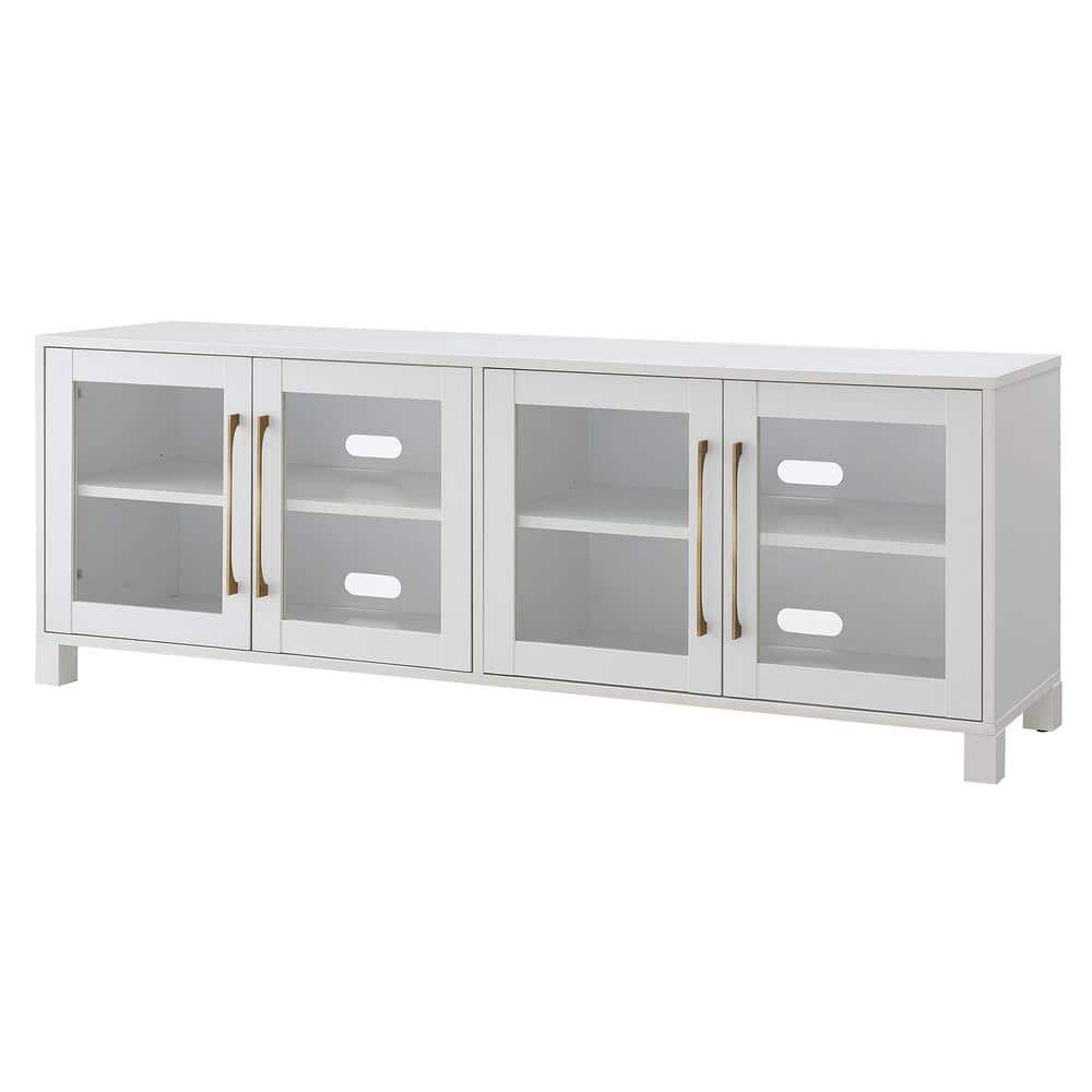 Quincy Modern 68" White Metal TV Stand with Enclosed Cabinets