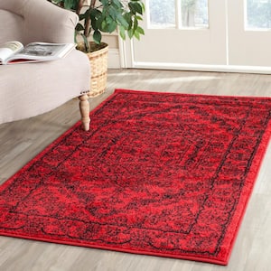 Adirondack Red/Black Doormat 3 ft. x 5 ft. Border Medallion Area Rug