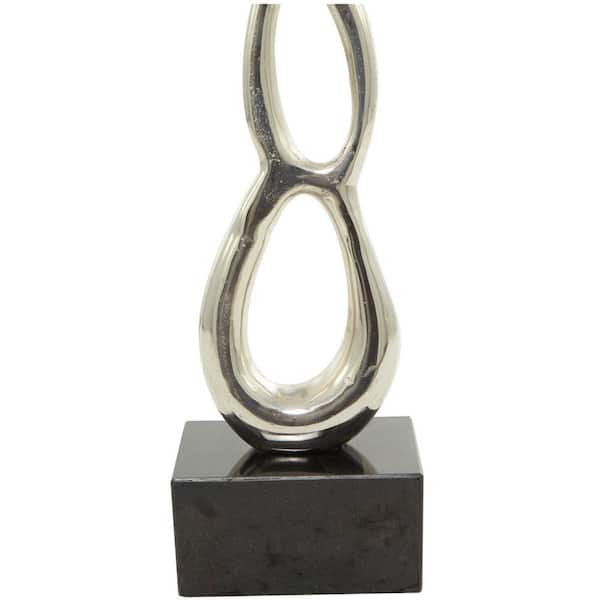 Litton Lane Silver Aluminum Tall Linked Floor Abstract Sculpture with Black  Base 043347 - The Home Depot