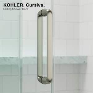 Cursiva 56-60 in. W x 78 in. H Sliding Frameless Shower Door in Anodized Brushed Nickel