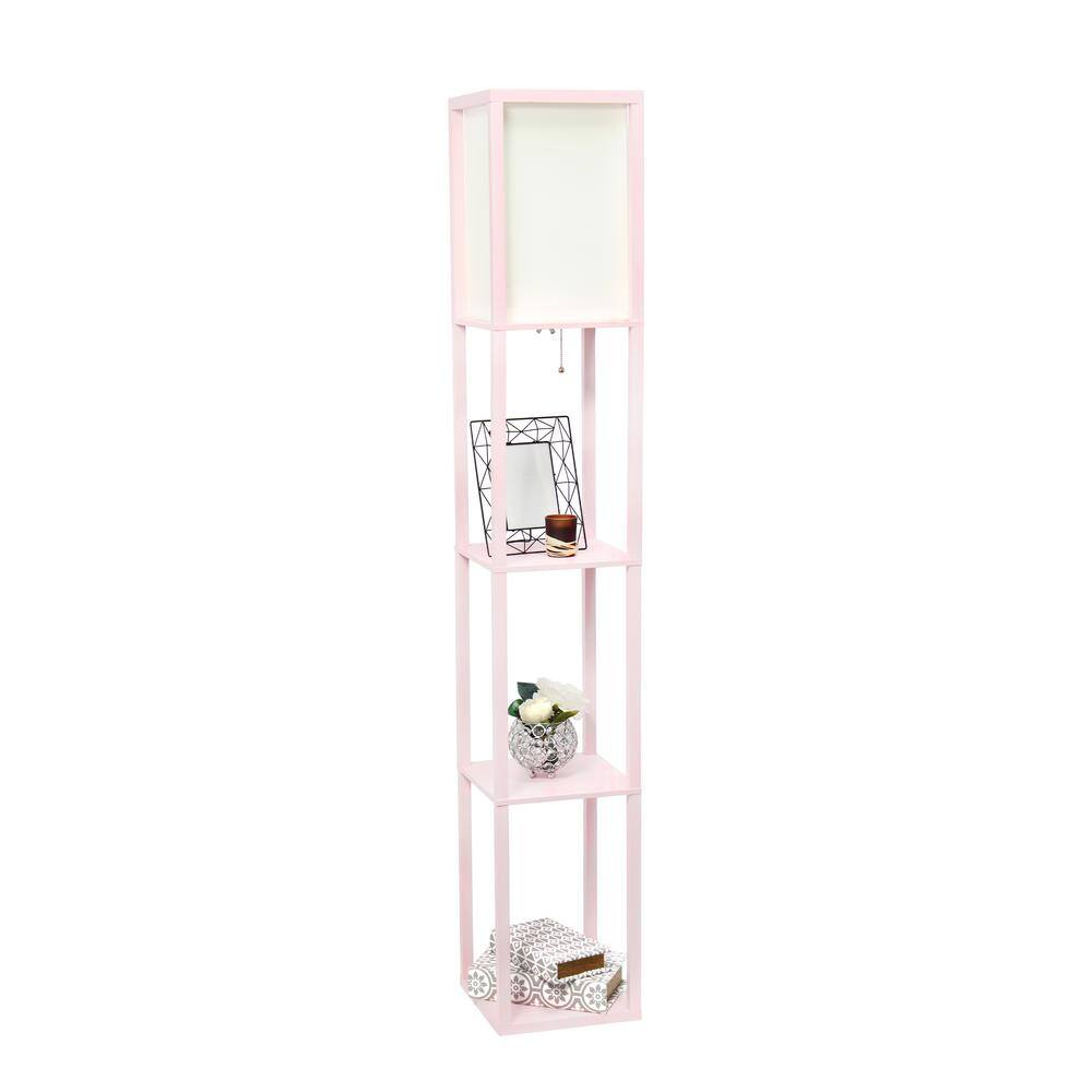 Elegant Light Pink Floor Lamp with Integrated Shelving