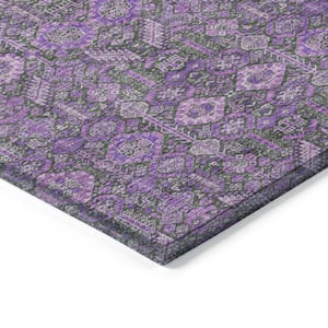 Chantille ACN574 Purple 8 ft. x 8 ft. Round Machine Washable Indoor/Outdoor Geometric Area Rug