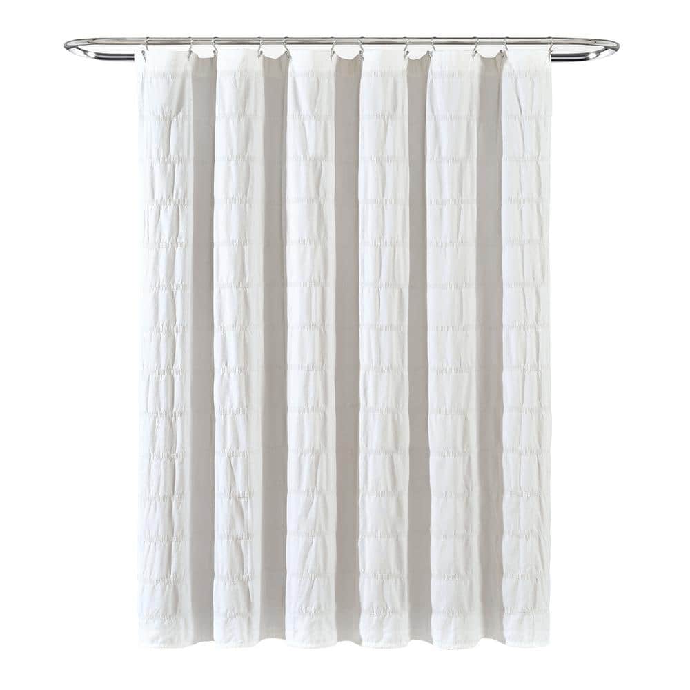 Delegeren Impasse thee Lush Decor 72 in. x 72 in. Waffle Stripe Woven Cotton Shower Curtain White  Single 16T005478 - The Home Depot
