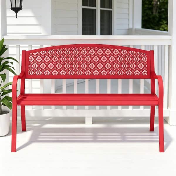Maypex Steel Slat Outdoor Garden Bench Patio Loveseat Park Bench