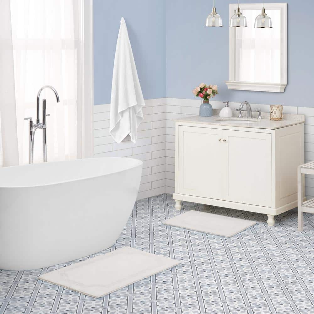 Ivory Reversible Cotton Bath Rug Set of 2