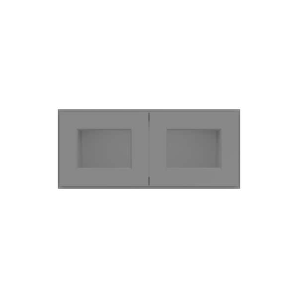 HOMLUX 27 in. W x 12 in. D x 12 in. H in Shaker Grey Ready to Assemble Wall Kitchen Cabinet with No Glasses