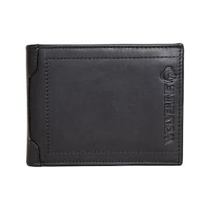 Raider Full Grain Oil Tan Bifold Leather Wallet with Wing in Black