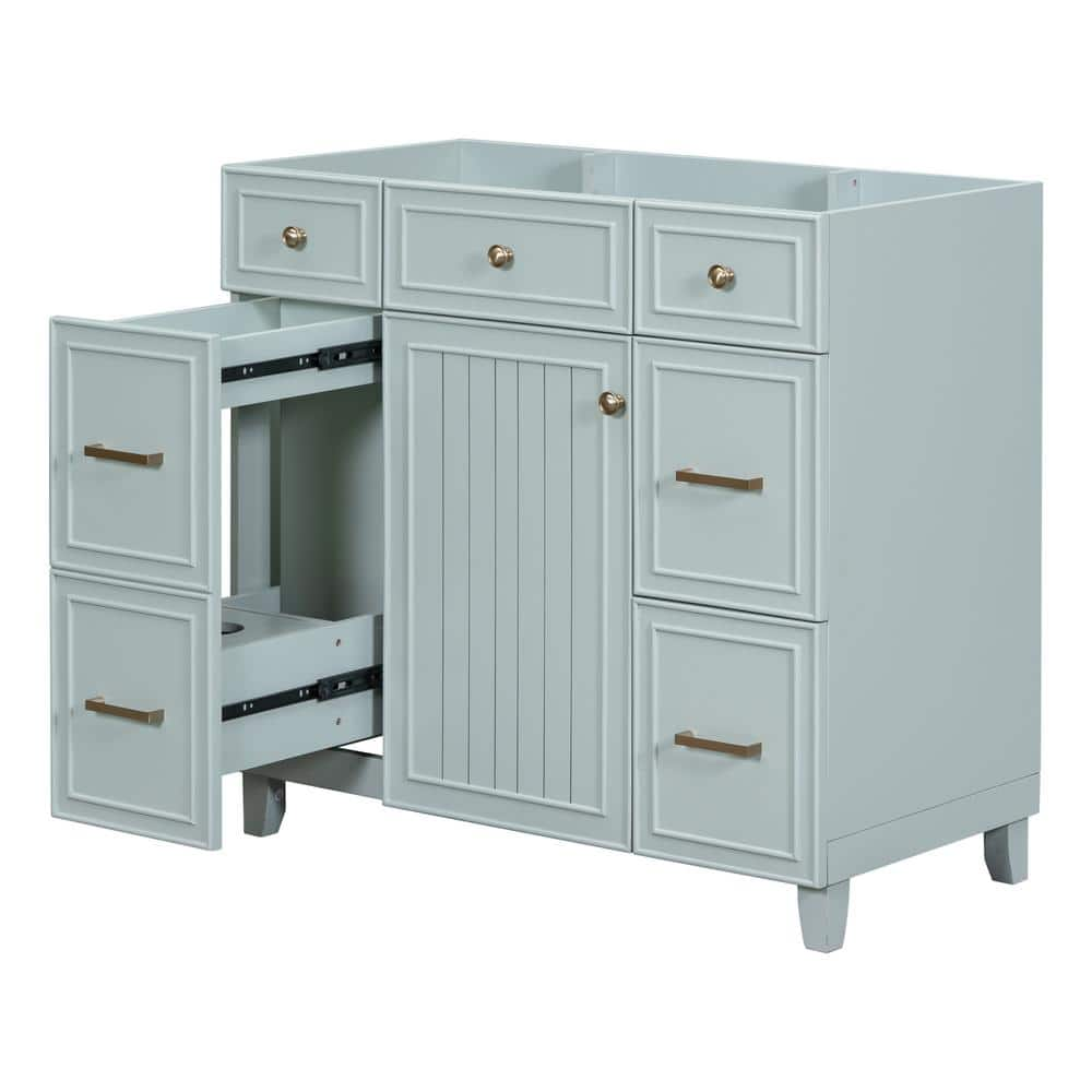 35.6 in. W x 17.8 in. D x 33 in. H Bathroom Green Linen Cabinet 2023-11 ...