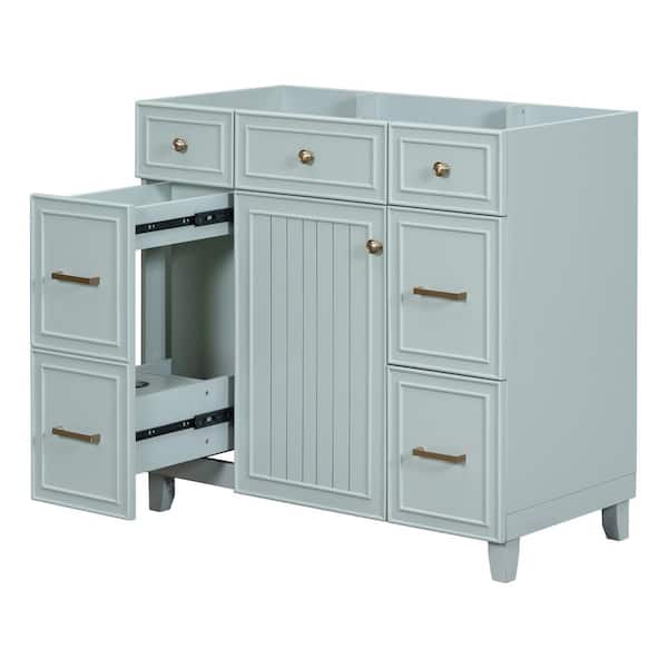 Unbranded 35.6 in. W x 17.8 in. D x 33 in. H Bathroom Green Linen Cabinet