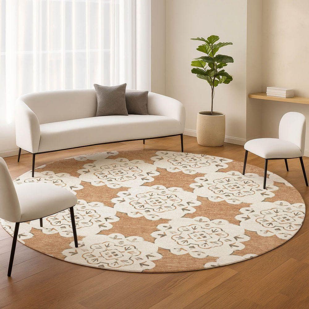 UPC 199477349016 product image for Chantille Machine Washable Indoor/Outdoor Abstract ACN2352 Copper 8 ft. x 8 ft.  | upcitemdb.com