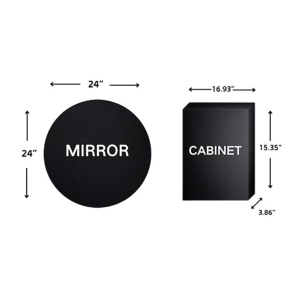 TEHOME Myriel 24 in. W x 24 in. H Surface Mount Round Metal Framed Bathroom Medicine Cabinet with Mirror in Black