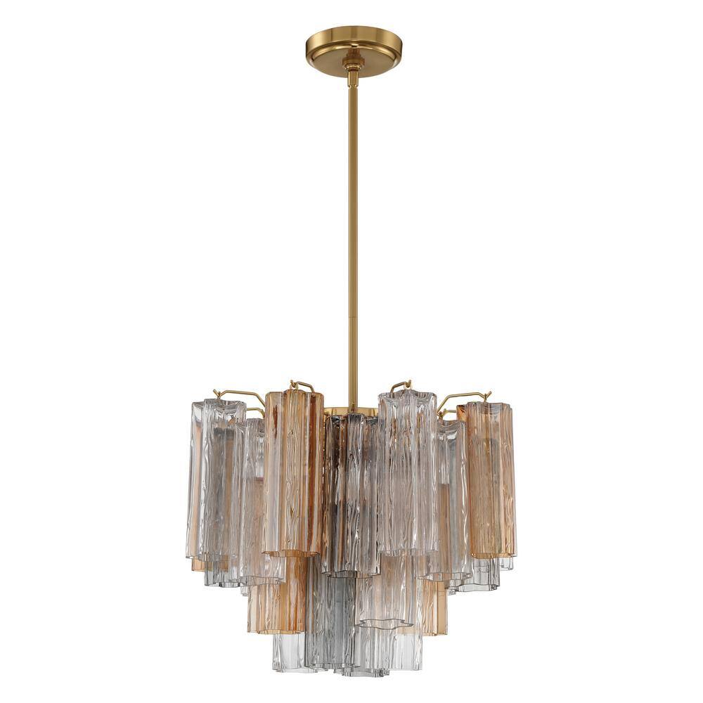 Addis Aged Brass and Crystal 4-Light Chandelier