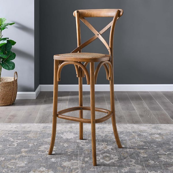 Gear 43.5 in. ELM Wood Bar Stool in Walnut