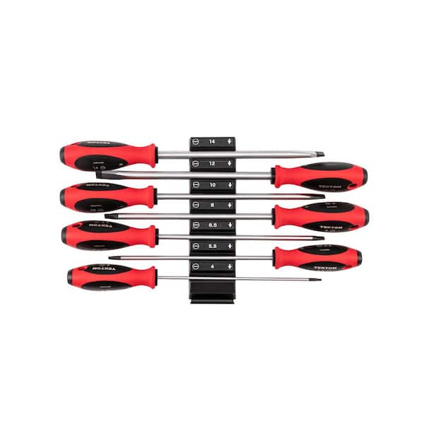 Slotted Screwdriver Set with Modular Organizers-8 Inch Shanks, 7-Piece (4-14 mm)