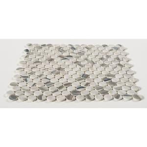 Dexo Pi Gray 12-1/8 in. x 12-1/8 in. Penny Round Smooth Glass Mosaic Tile (10.2 sq. ft./Case)