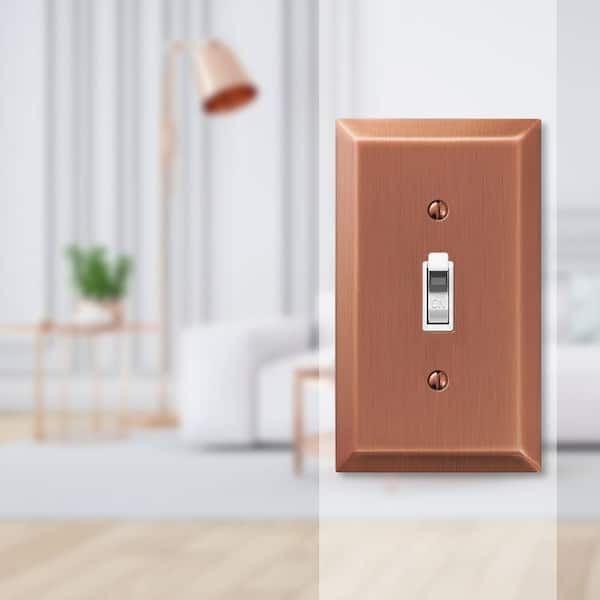 Metallic 1 Gang Toggle Steel Wall Plate - Antique Copper