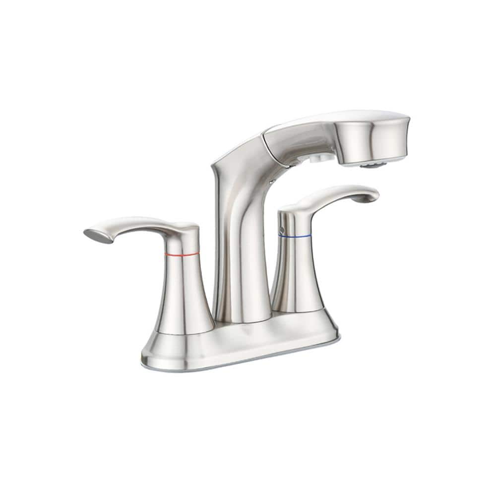 4 in. Centerset 2-Handle Pull-Out Spout Bathroom Faucet with Spot Defense i
