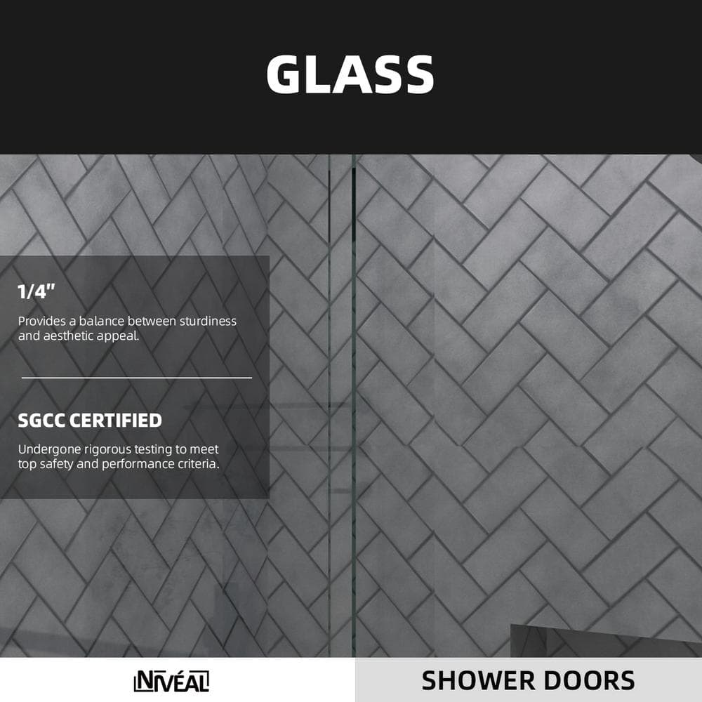 Matte Black Semi-Frameless Sliding Tub Door with Clear Tempered Glass