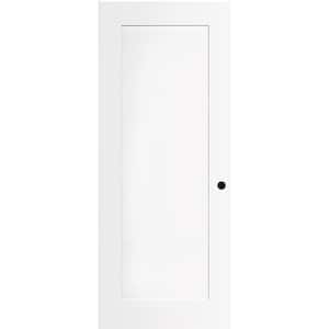 24 in. x 80 in. 1-Panel White Primed Shaker Solid Core Wood Interior Door Slab with Bore