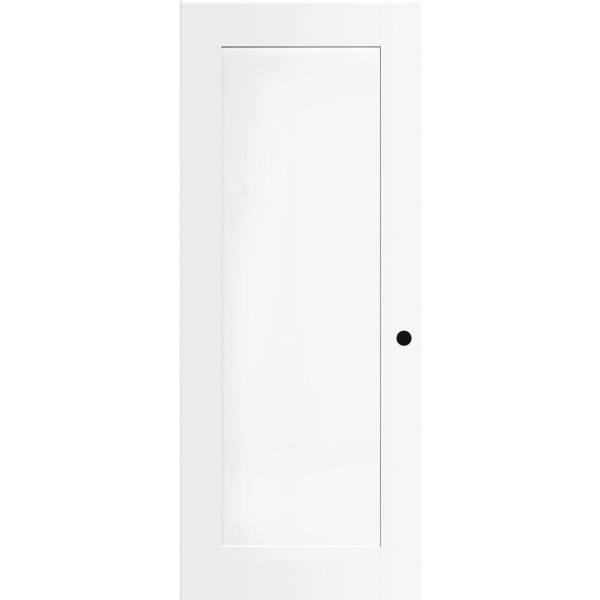 24 in. x 80 in. White 1-Panel Shaker Solid Core Wood Interior Door Slab
