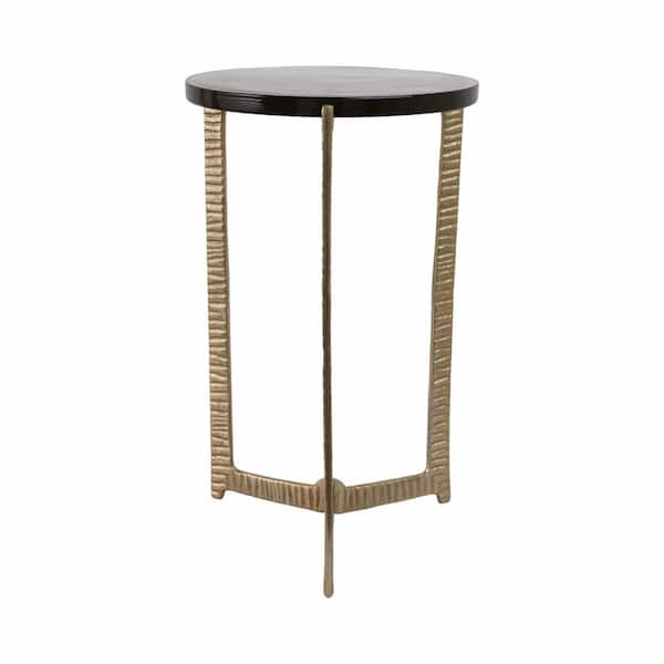 Liv & Skye 13 in. Gold Round Glass Tall Base Modern Accent End