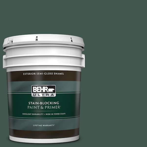 BEHR ULTRA 5 gal. #BXC-33 Jolly Green Semi-Gloss Enamel Exterior Paint & Primer