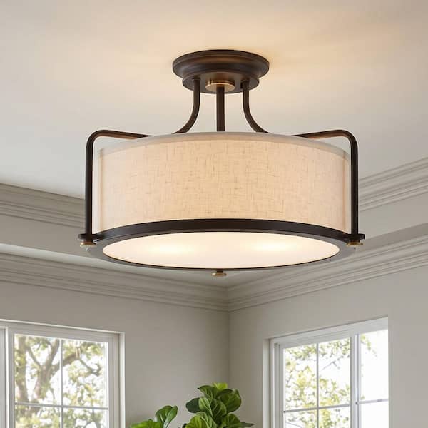 Calvary 3-Light Western Bronze Semi-Flush Mount