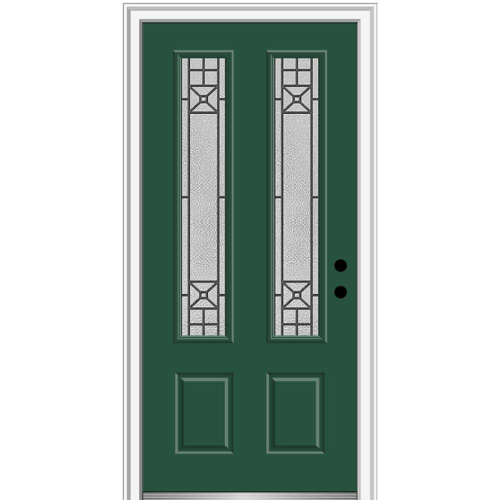 36 in. x 80 in. Courtyard Left-Hand 2-Lite Decorative Painted Fiberglass Smooth Prehung Front Door on 6-9/16 in. Frame price history on PriceWatchPro