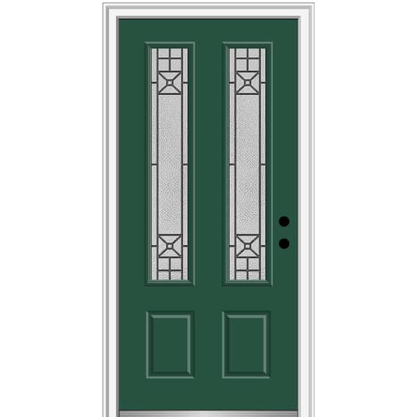 MMI DOOR 36 in. x 80 in. Courtyard Left-Hand 2-Lite Decorative Painted Fiberglass Smooth Prehung Front Door on 6-9/16 in. Frame