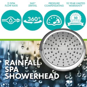Rainfall Spa 1-Spray with 2 GPM 8 in. Wall Mount Adjustable Fixed Shower Head in Chrome, 1-Pack