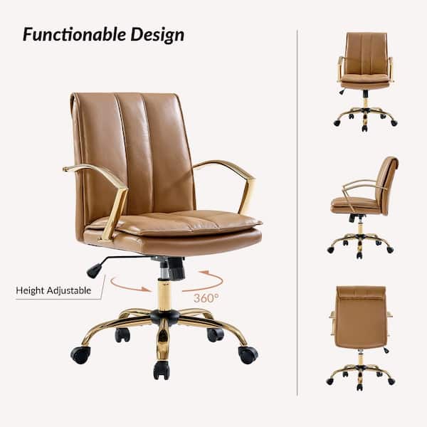 JAYDEN CREATION Carlos Genuine Leather Swivel Office Chair in