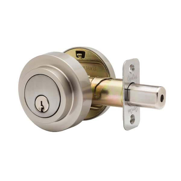 Comtemporary Round Single Cylinder Satin Stainless Deadbolt