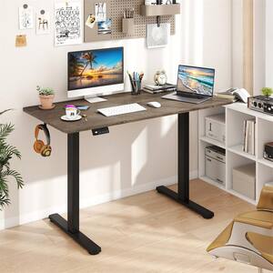 HONEY JOY Electric Standing Desk 48 in. x 24 in. Height Adjustable Desk Ergonomic Sit Stand Desk Grey and Black