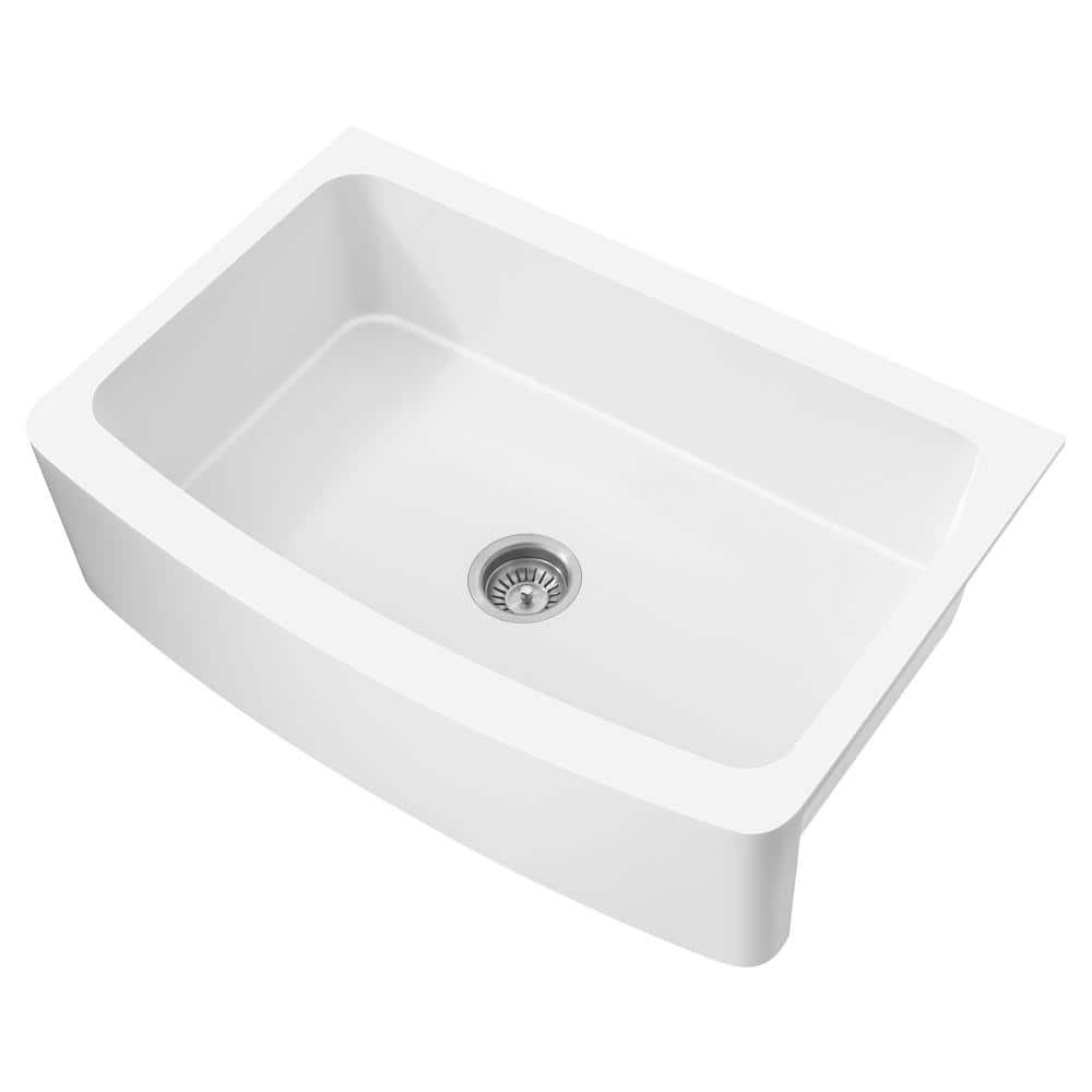 Mesa 33'' Matte White Farmhouse Stone Kitchen Sink