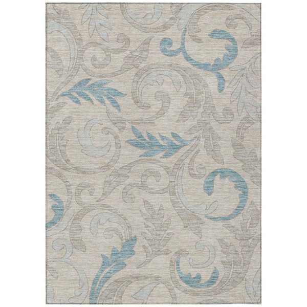 Chantille Machine Washable Indoor/Outdoor Abstract ACN3102 Linen 10 ft. x 14 ft. Area Rug