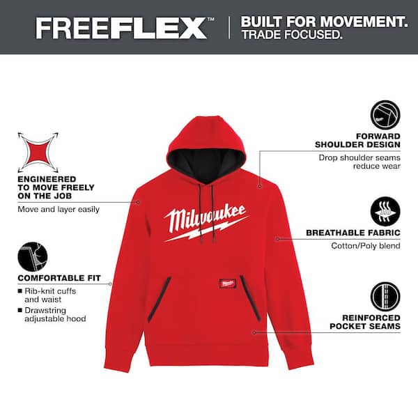 Men's 2X-Large Red Midweight Long-Sleeve Pullover Hoodie