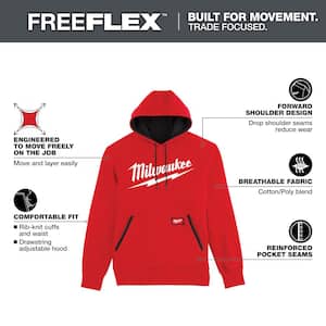 Men's 3X-Large Red Midweight Long-Sleeve Pullover Hoodie