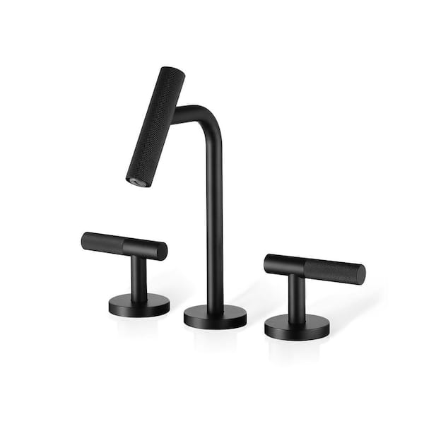 Satico 8 in. Widespread Double Handle Bathroom Sink Faucet in Matte Black (1-Pack)