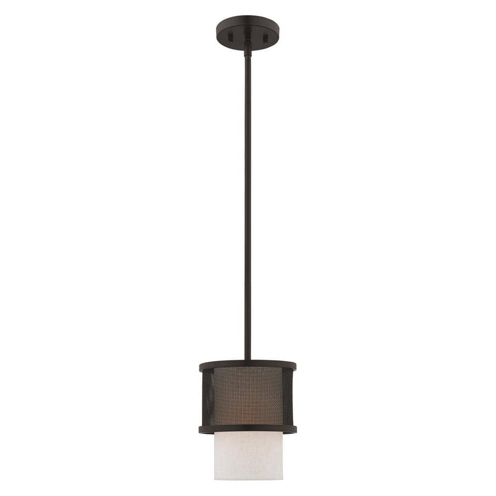 Dorchester 1-Light Bronze Mini Pendant with Oatmeal Fabric Shade price history on PriceWatchPro